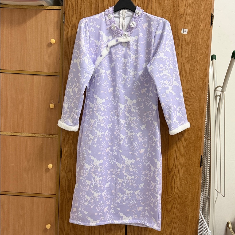 Lavender Floral Long Sleeve Dress